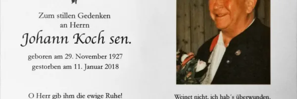 Beerdigung – Johann Koch sen.